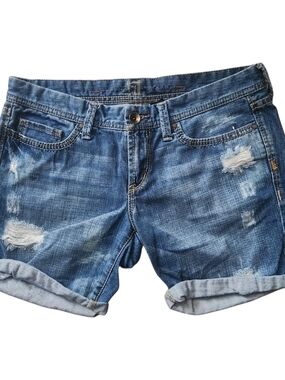 Women's Distressed Rolled-Hem Denim Shorts - Women's 27